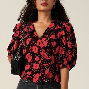 Rouje Paris Louisette Blouse Size 36 NWT Tango Noir